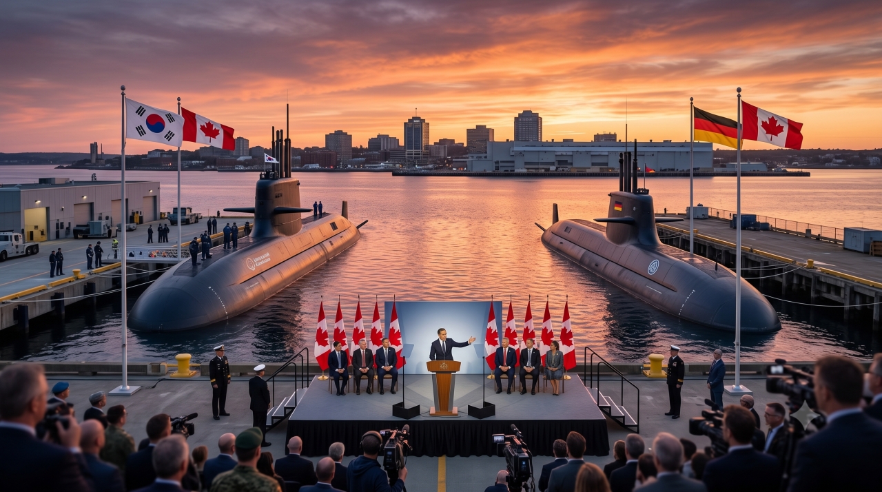 Hanwha Ocean and HD Hyundai Heavy Industries Face D-Day for 60-Trillion-Won Canadian Submarine CPSP: Prime Minister Mark Carney’s Imminent Announcement Sparks ’50-50′ Dead Heat Analysis Against Germany (Ticker: 042660 / 329180)